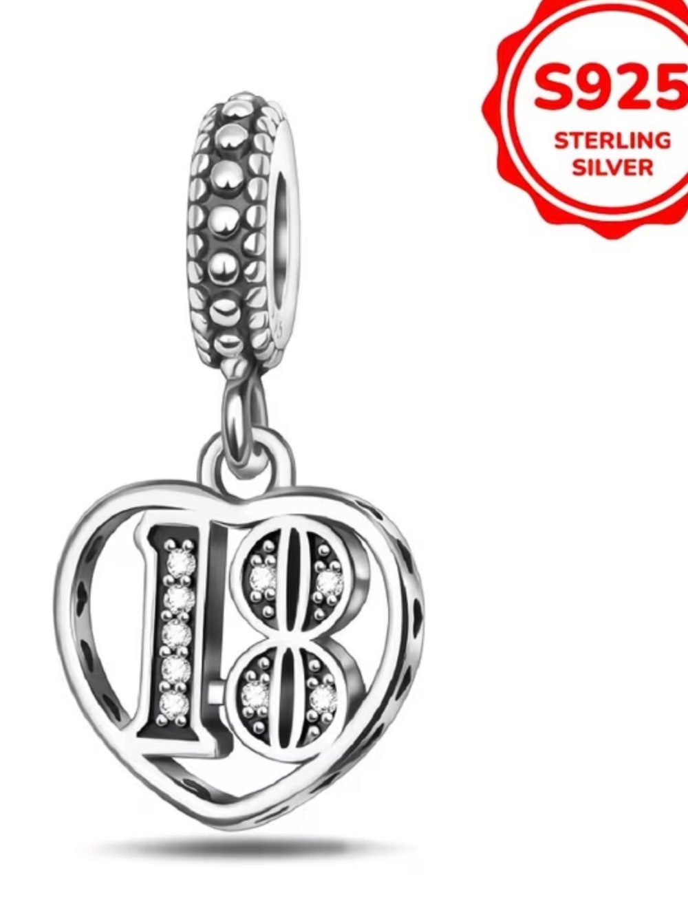 Kohl's Sterling Silver Heart '18' Dangle Charm with Sparkle Accents